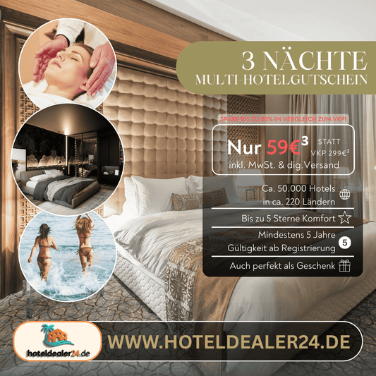 3 Nächte Multi - Hotelgutschein für 2 Personen im Doppelzimmer - hoteldealer24