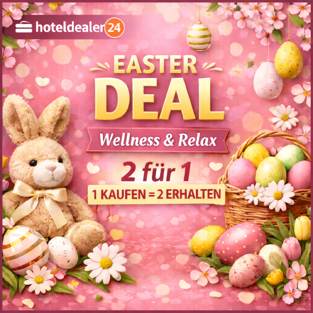 Frohe Ostern -  2 für 1 DEAL: 2 x Wellness & Relax Hotelgutschein - 20.000 Hotels Deal : 2 x 3, 7 oder 14  Nächte hoteldealer24