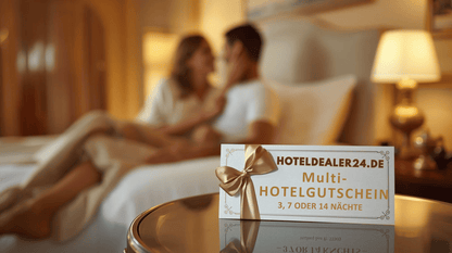 Multi-Hotelgutschein mit Pärchen im Hintergrund - hoteldealer24