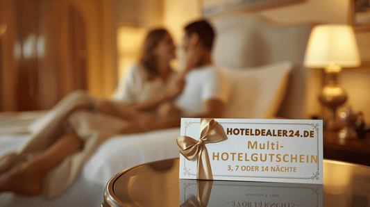 Multi-Hotelgutschein mit Pärchen im Hintergrund - hoteldealer24