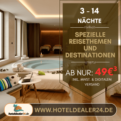Spezialthemen - Hotelgutschein - für 3, 7 oder 14 Nächte für 2 Personen im Doppelzimmer - hoteldealer24